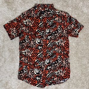 PacSun Short Sleeve Button Down Animal Print Shirt